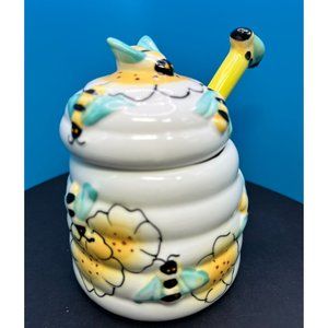 Shonfeld's Honey Keeper Set Ceramic Bees Hand Painted 3D 5" Tall Kitchen Gift